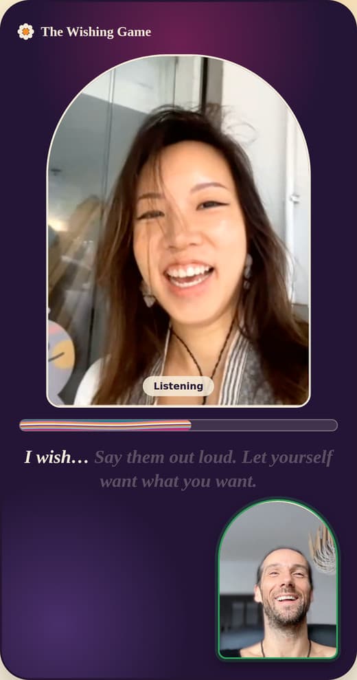 A player smiling during the Wishing Game