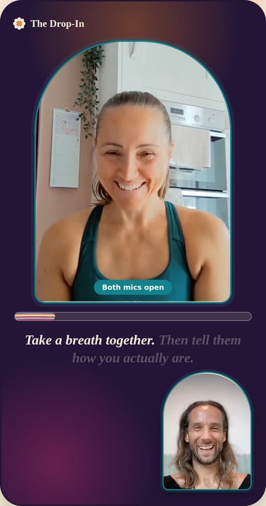 A player smiling in The Drop-In game